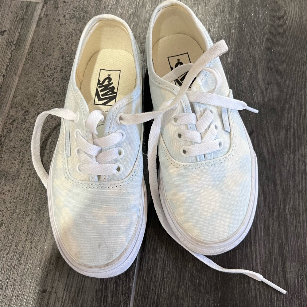 Vans blue white cloud sky laced vans size 1 little girls